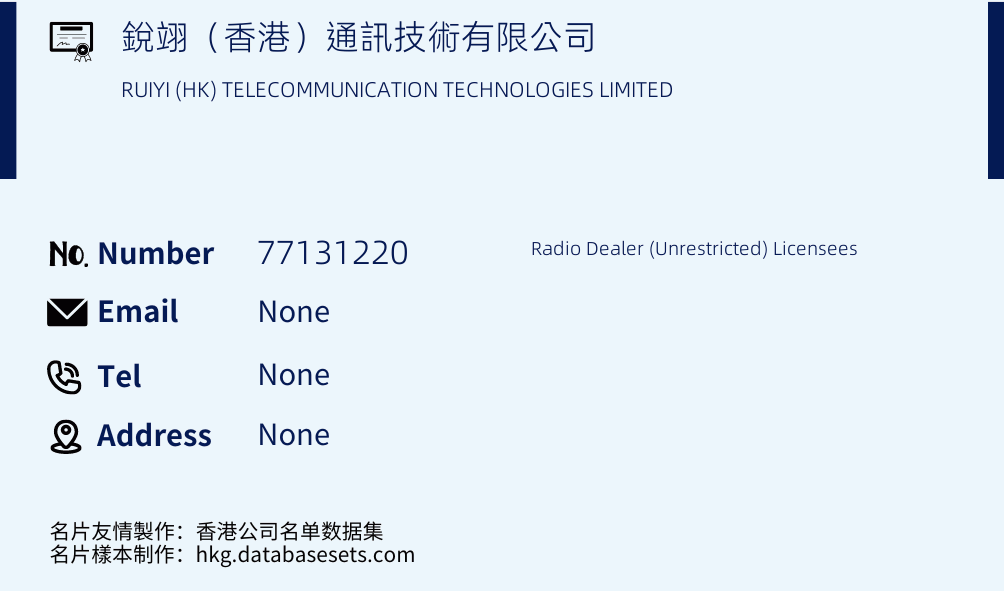 銳翊（香港）通訊技術有限公司 Business Card Sample
