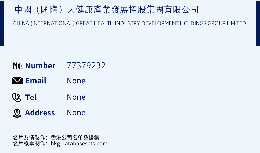 中國（國際）大健康產業發展控股集團有限公司 Business Card Sample