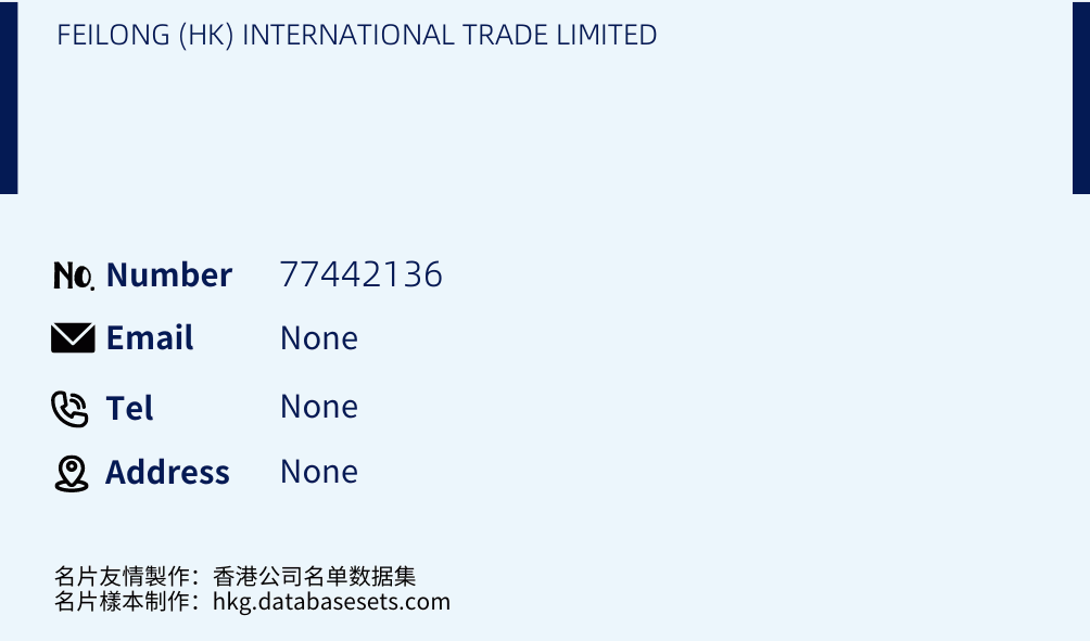 FEILONG (HK) INTERNATIONAL TRADE LIMITED Business Card Sample