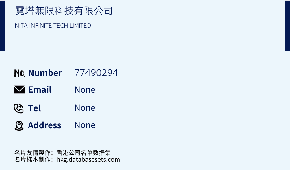 霓塔無限科技有限公司 Business Card Sample
