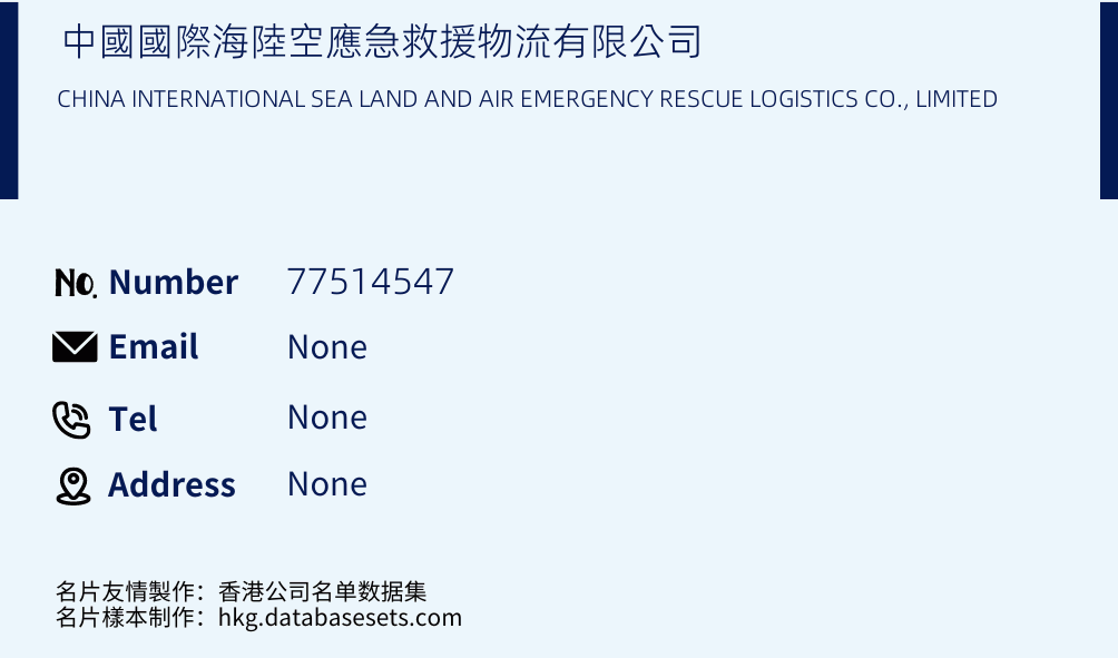 中國國際海陸空應急救援物流有限公司 Business Card Sample