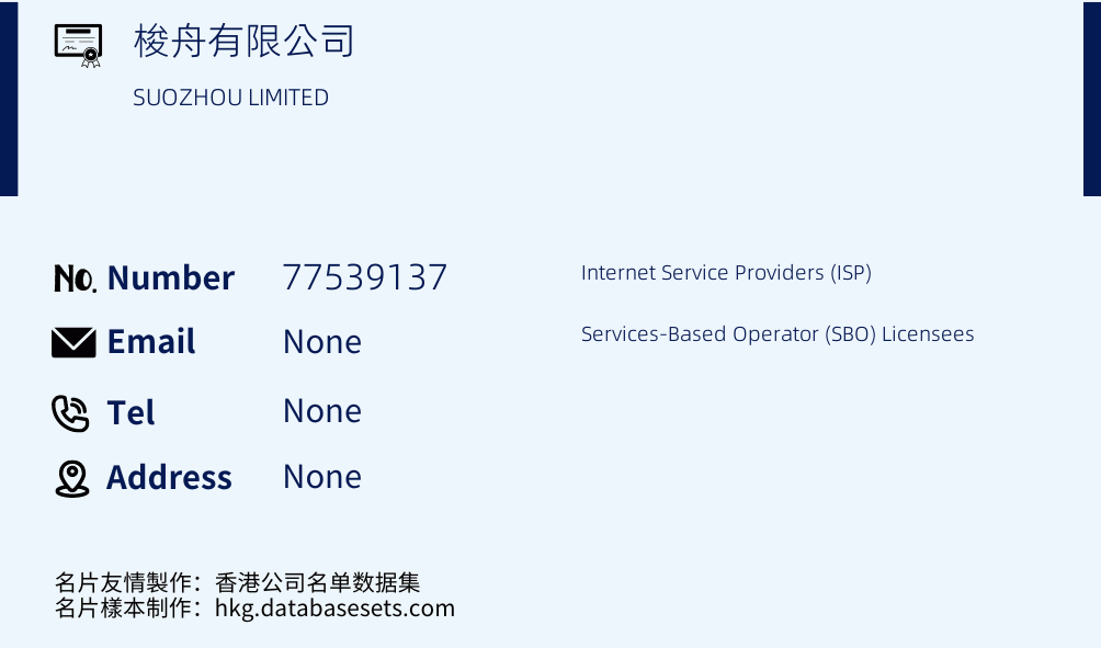 梭舟有限公司 Business Card Sample