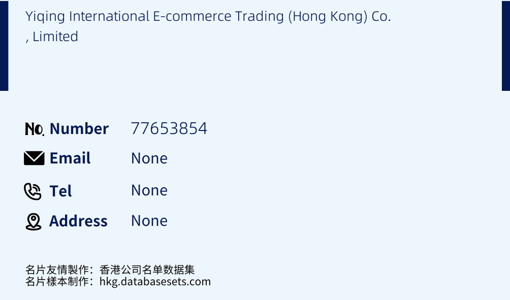 Yiqing International E-commerce Trading (Hong Kong) Co., Limited Business Card Sample