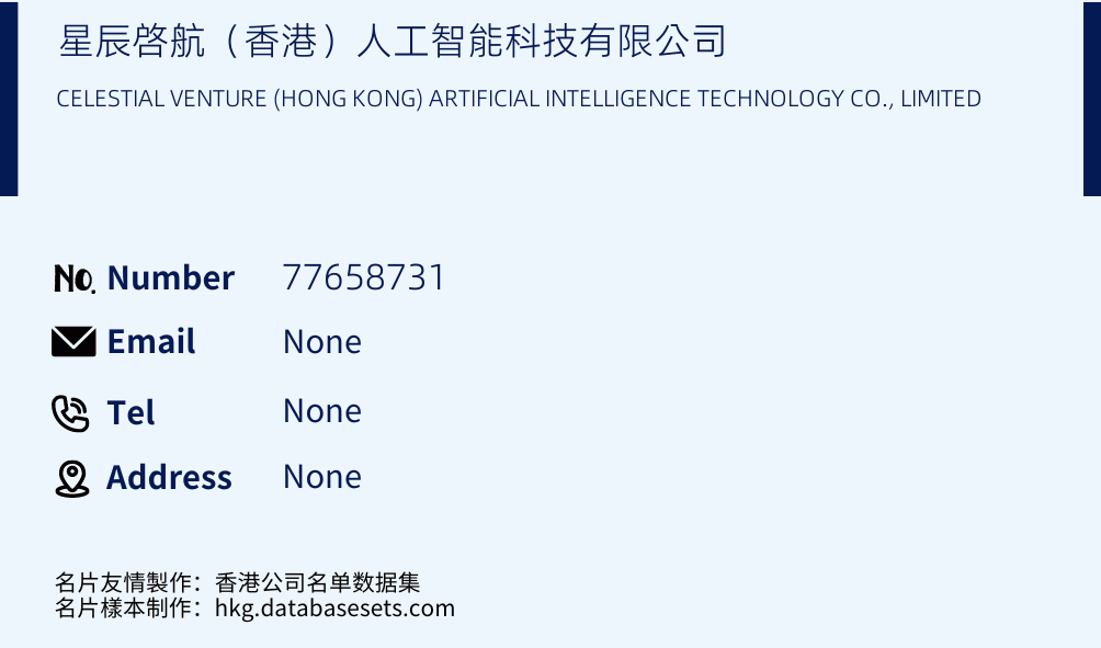 星辰啓航（香港）人工智能科技有限公司 Business Card Sample