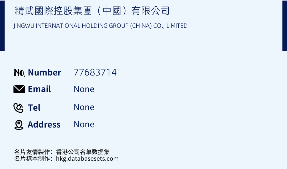 精武國際控股集團（中國）有限公司 Business Card Sample