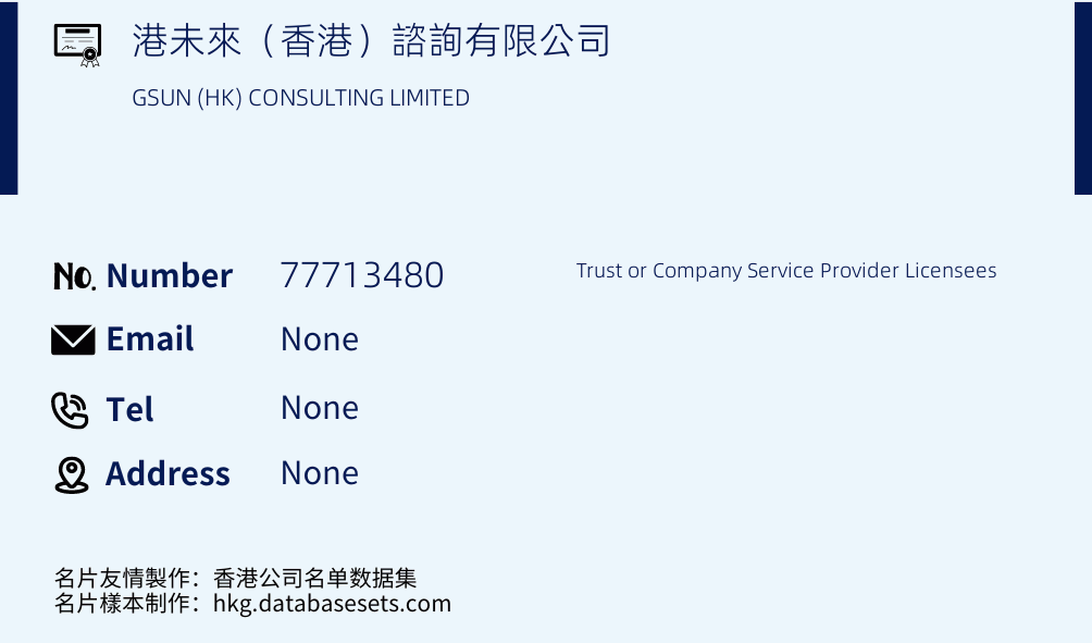 港未來（香港）諮詢有限公司 Business Card Sample