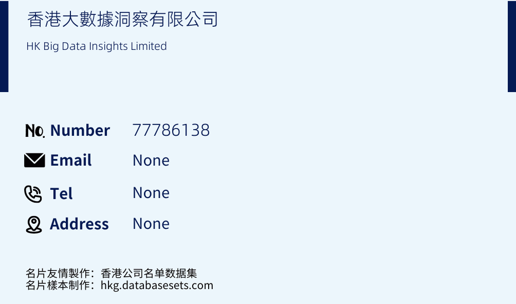 香港大數據洞察有限公司 Business Card Sample