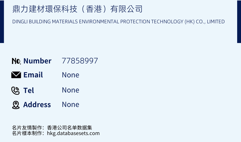鼎力建材環保科技（香港）有限公司 Business Card Sample