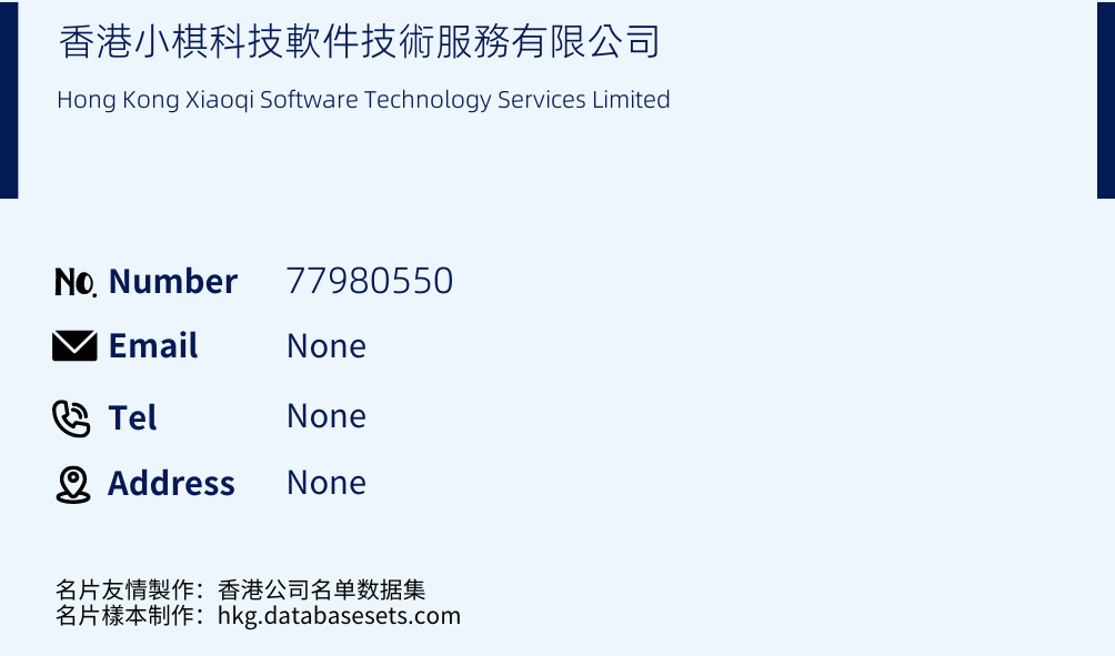 香港小棋科技軟件技術服務有限公司 Business Card Sample