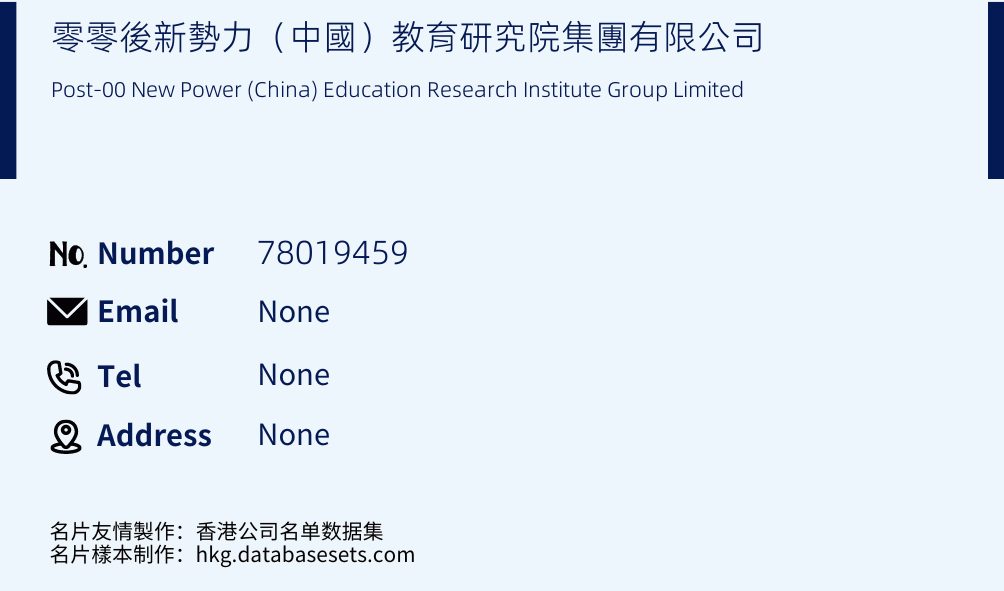 零零後新勢力（中國）教育研究院集團有限公司 Business Card Sample