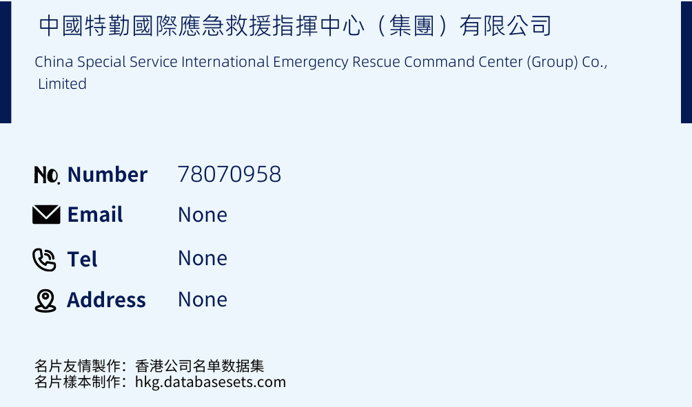 中國特勤國際應急救援指揮中心（集團）有限公司 Business Card Sample