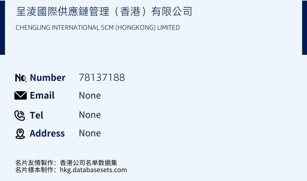 呈淩國際供應鏈管理（香港）有限公司 Business Card Sample