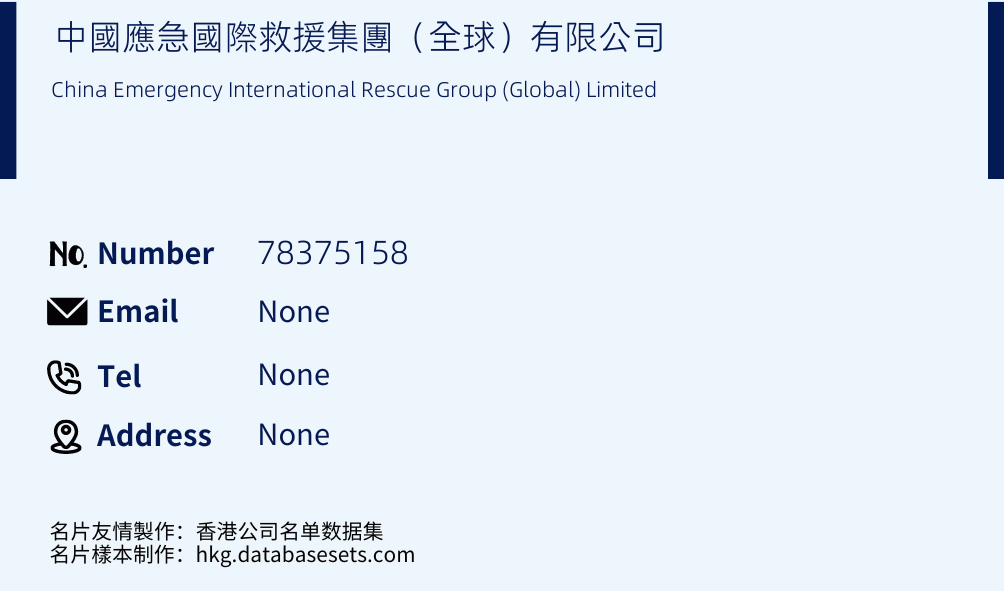 中國應急國際救援集團（全球）有限公司 Business Card Sample