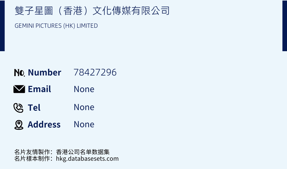 雙子星圖（香港）文化傳媒有限公司 Business Card Sample