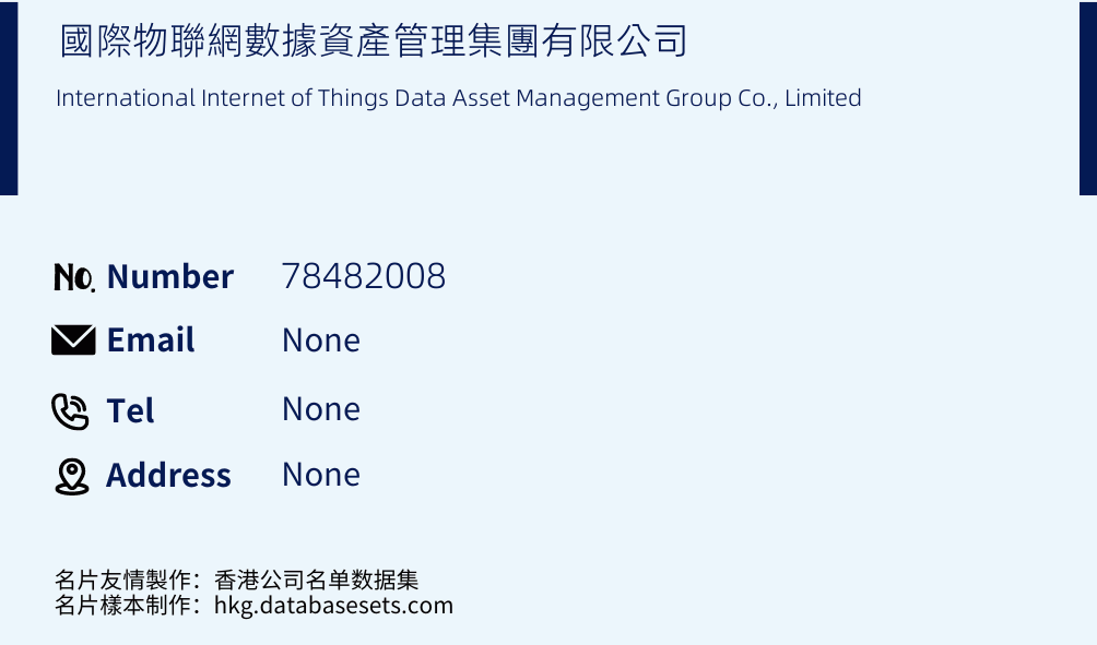 國際物聯網數據資產管理集團有限公司 Business Card Sample