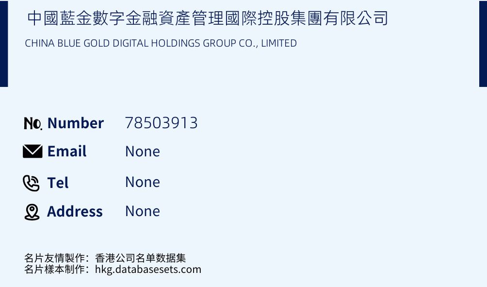 中國藍金數字金融資產管理國際控股集團有限公司 Business Card Sample