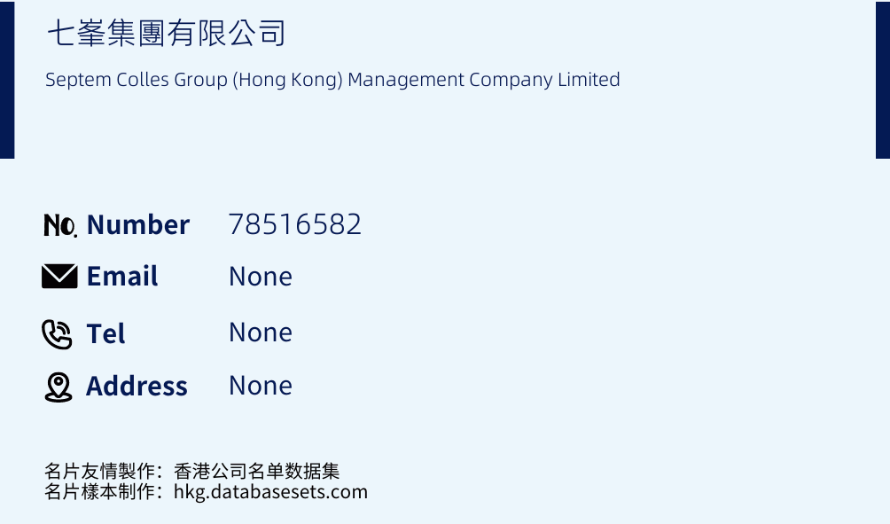 七峯集團有限公司 Business Card Sample