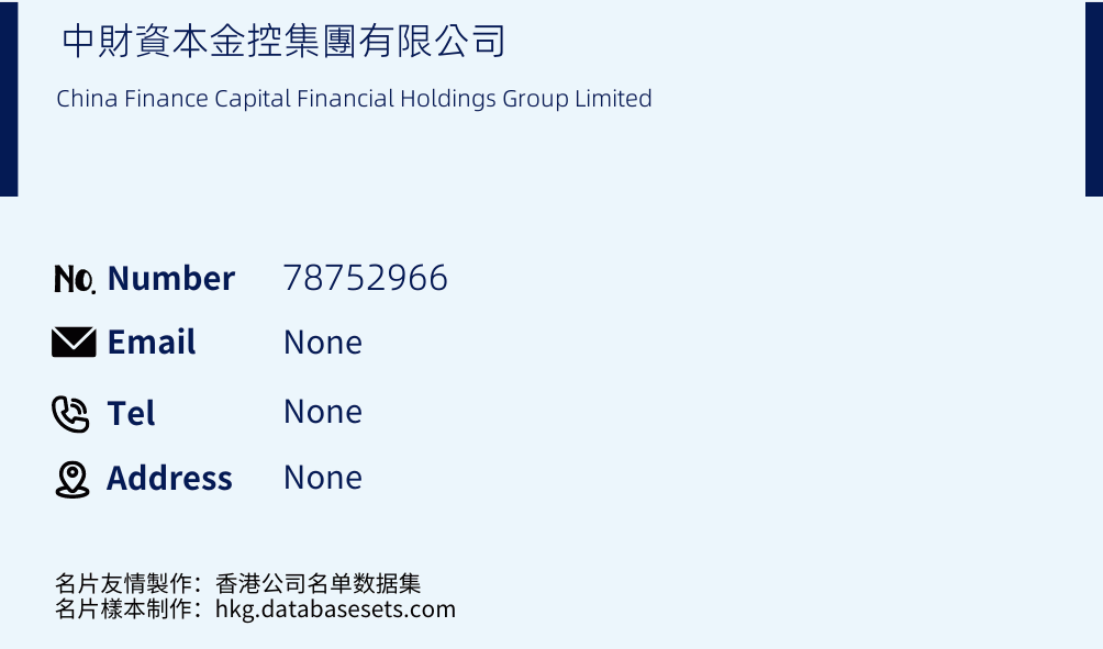 中財資本金控集團有限公司 Business Card Sample