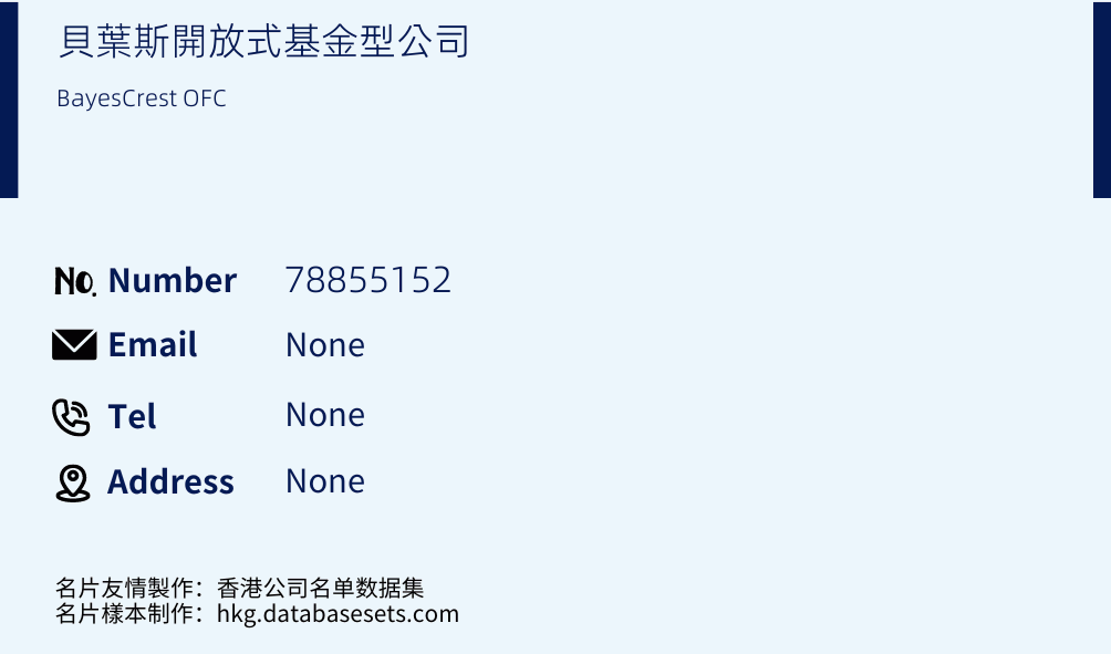 貝葉斯開放式基金型公司 Business Card Sample