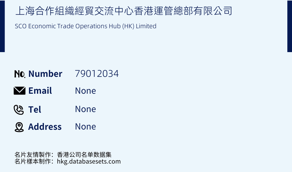 上海合作組織經貿交流中心香港運管總部有限公司 Business Card Sample