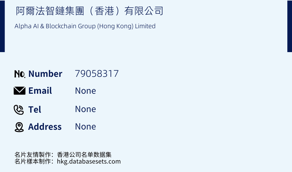 阿爾法智鏈集團（香港）有限公司 Business Card Sample