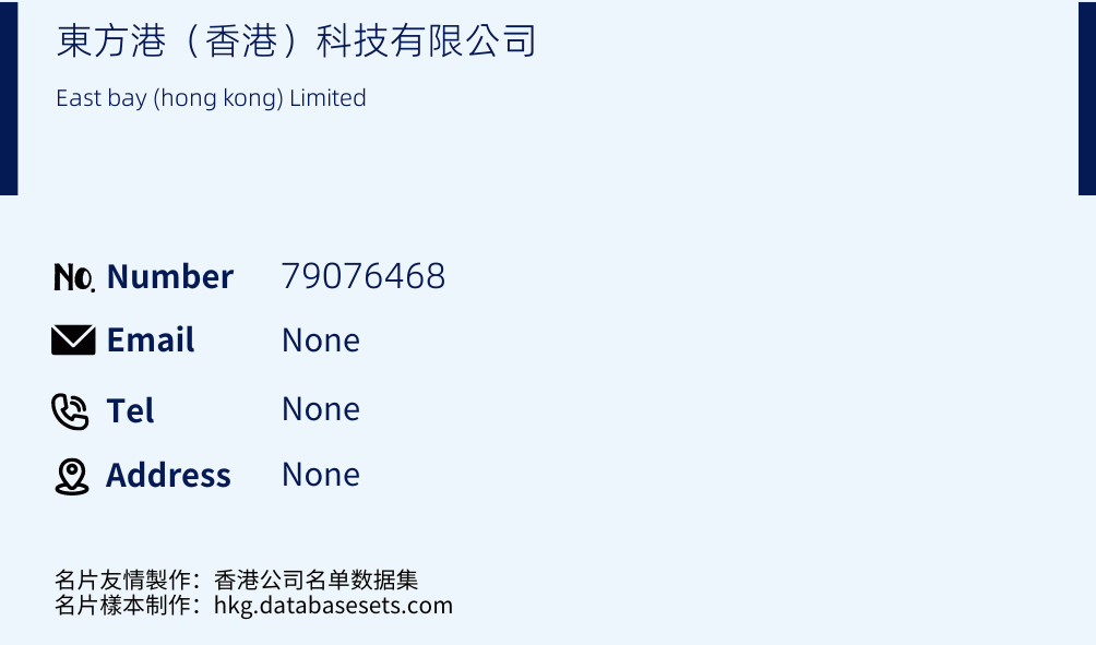 東方港（香港）科技有限公司 Business Card Sample