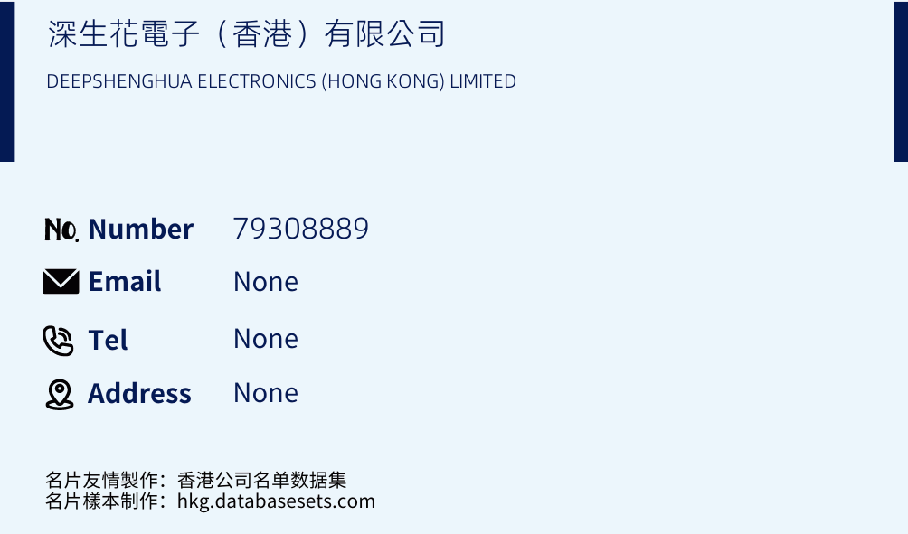 深生花電子（香港）有限公司 Business Card Sample