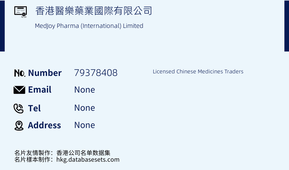 香港醫樂藥業國際有限公司 Business Card Sample