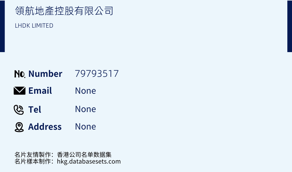領航地產控股有限公司 Business Card Sample