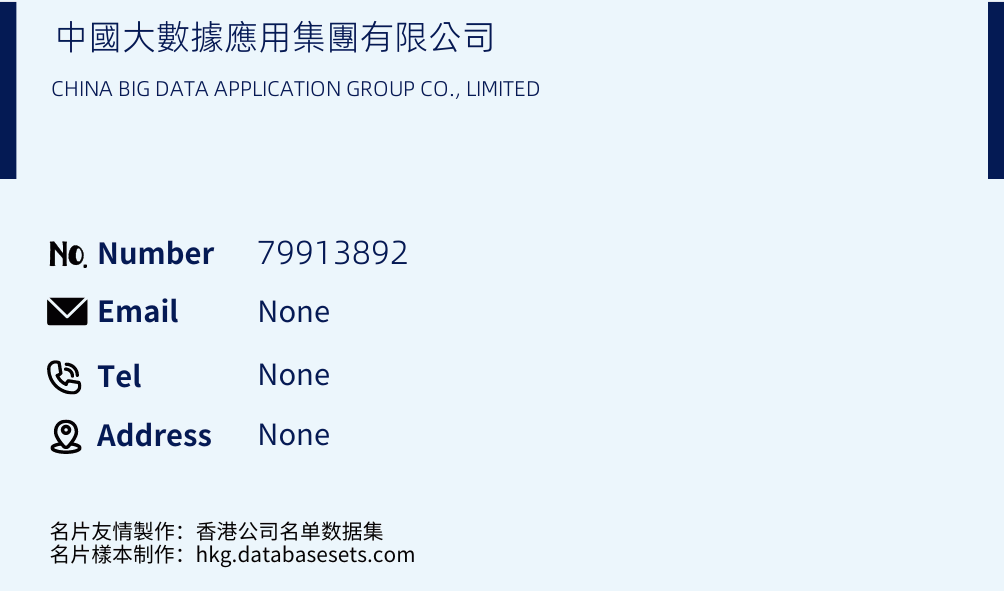 中國大數據應用集團有限公司 Business Card Sample