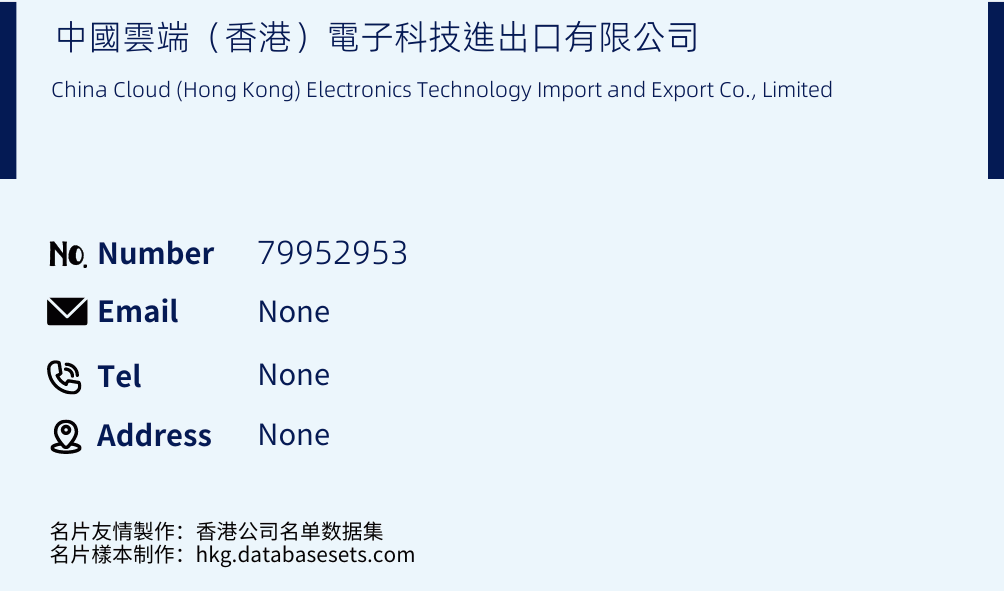 中國雲端（香港）電子科技進出口有限公司 Business Card Sample