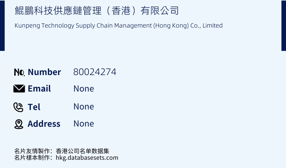 鯤鵬科技供應鏈管理（香港）有限公司 Business Card Sample