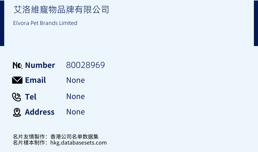 艾洛維寵物品牌有限公司 Business Card Sample