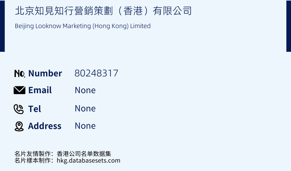 北京知見知行營銷策劃（香港）有限公司 Business Card Sample