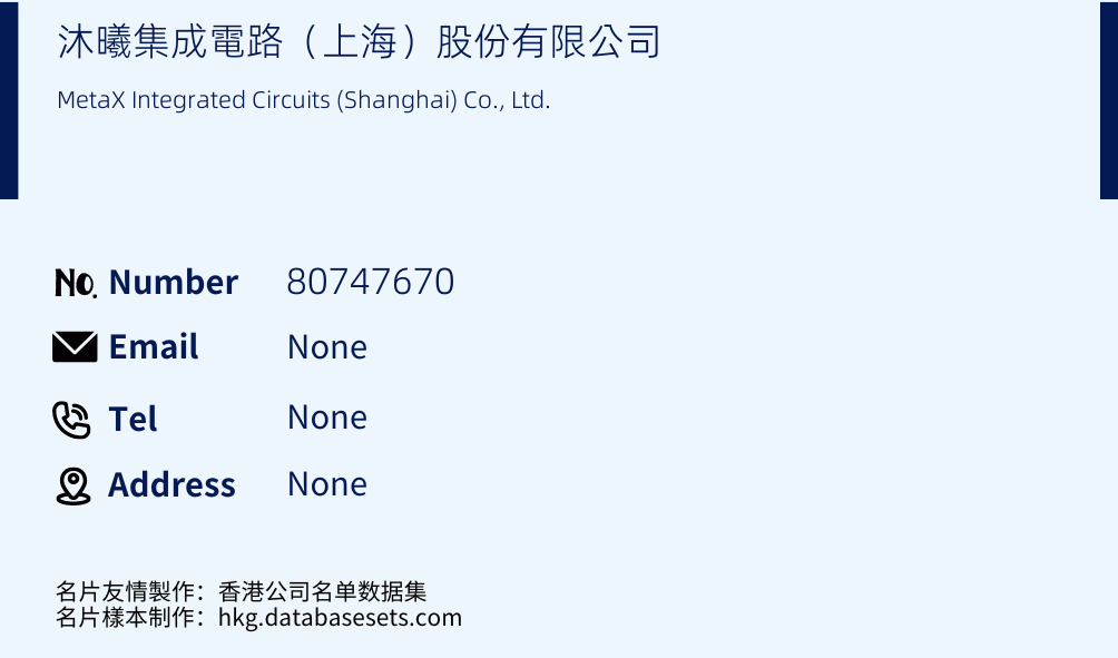 沐曦集成電路（上海）股份有限公司 Business Card Sample