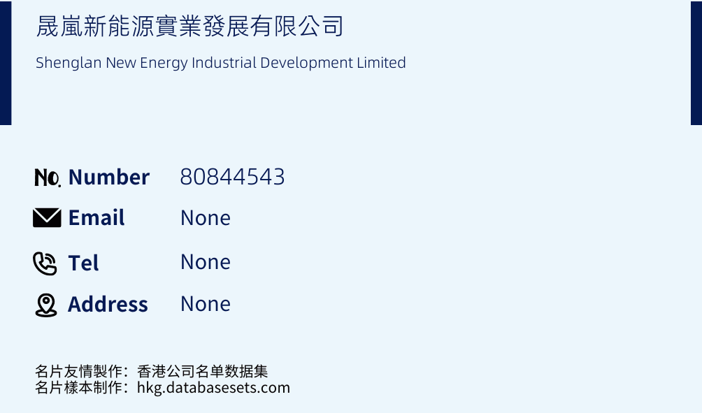 晟嵐新能源實業發展有限公司 Business Card Sample