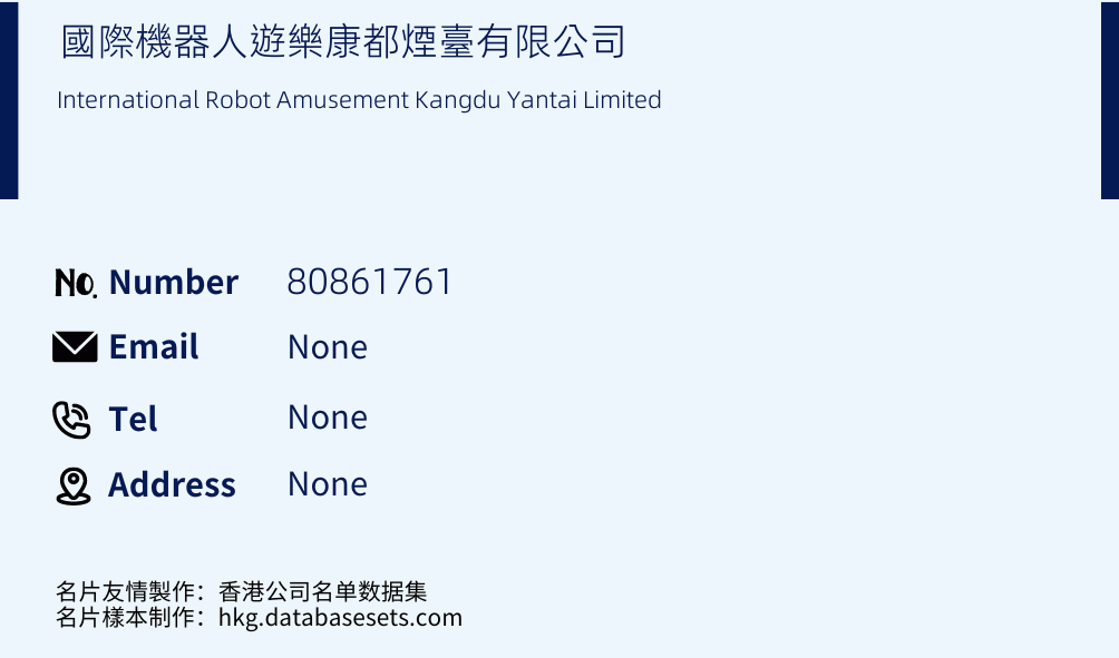 國際機器人遊樂康都煙臺有限公司 Business Card Sample