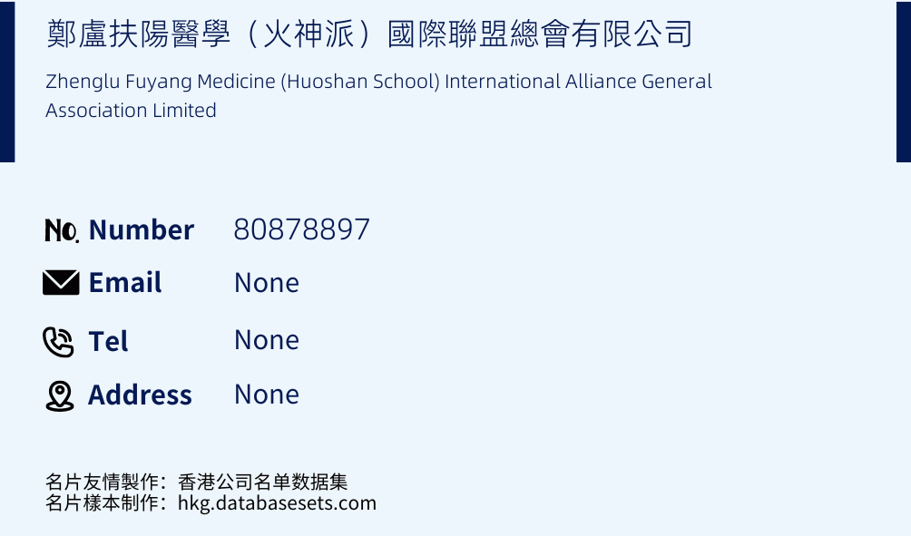 鄭盧扶陽醫學（火神派）國際聯盟總會有限公司 Business Card Sample