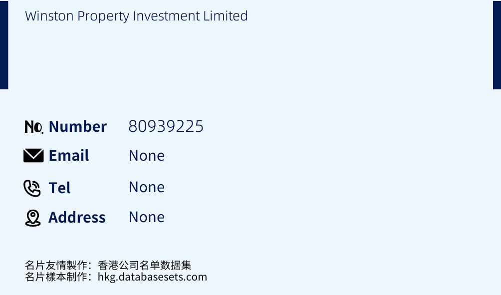 Winston Property Investment Limited Business Card Sample