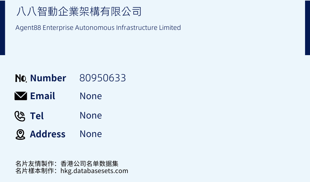 八八智動企業架構有限公司 Business Card Sample