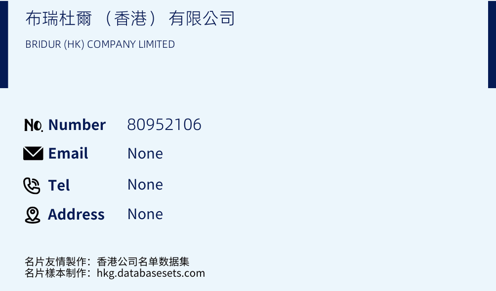 布瑞杜爾 （香港） 有限公司 Business Card Sample