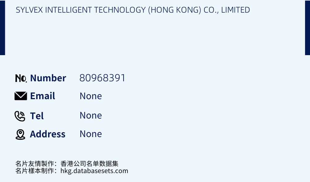 SYLVEX INTELLIGENT TECHNOLOGY (HONG KONG) CO., LIMITED Business Card Sample