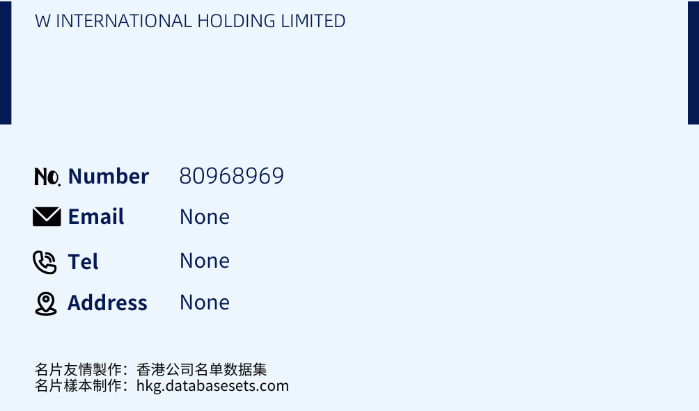 W INTERNATIONAL HOLDING LIMITED Business Card Sample