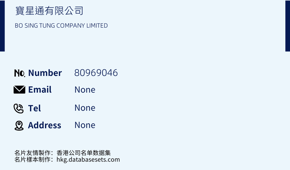 寶星通有限公司 Business Card Sample