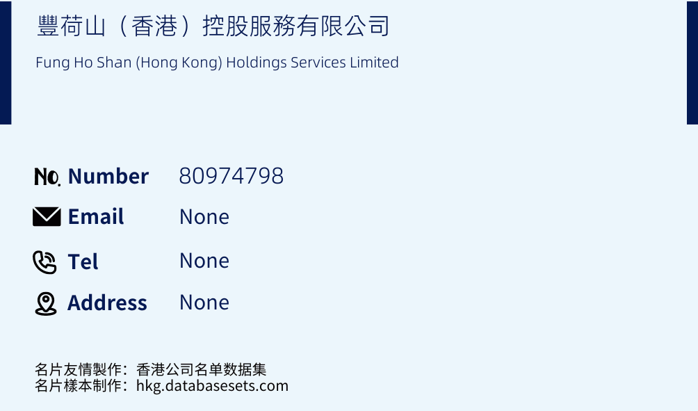 豐荷山（香港）控股服務有限公司 Business Card Sample
