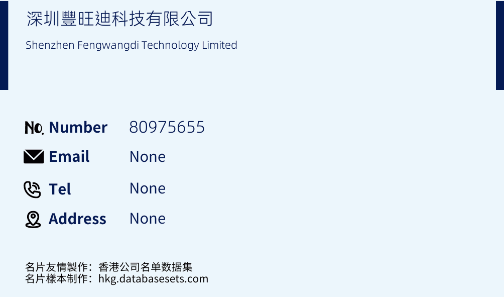 深圳豐旺迪科技有限公司 Business Card Sample