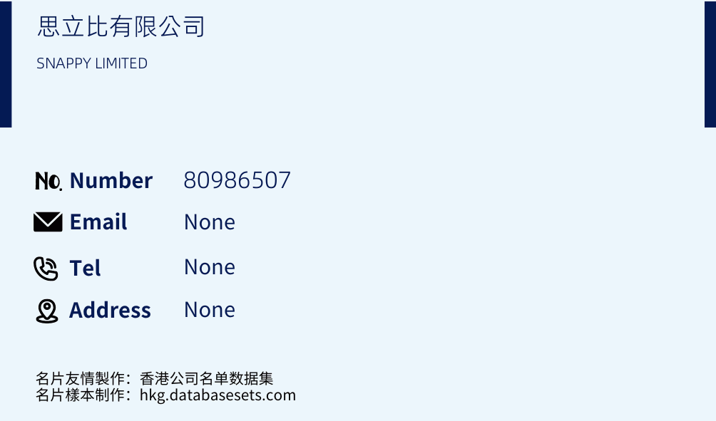 思立比有限公司 Business Card Sample