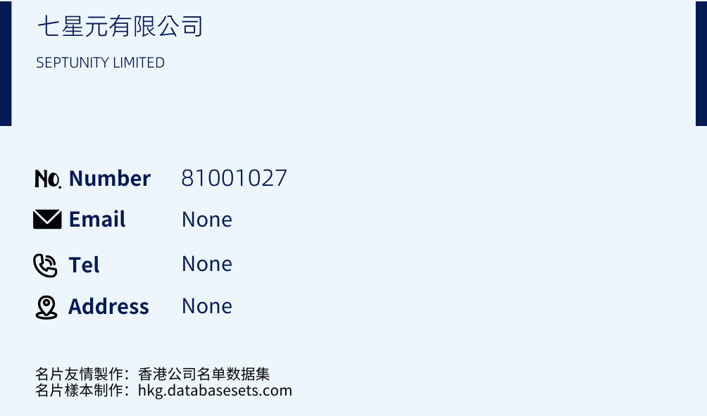 七星元有限公司 Business Card Sample