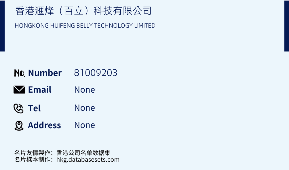 香港滙烽（百立）科技有限公司 Business Card Sample