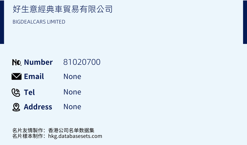 好生意經典車貿易有限公司 Business Card Sample